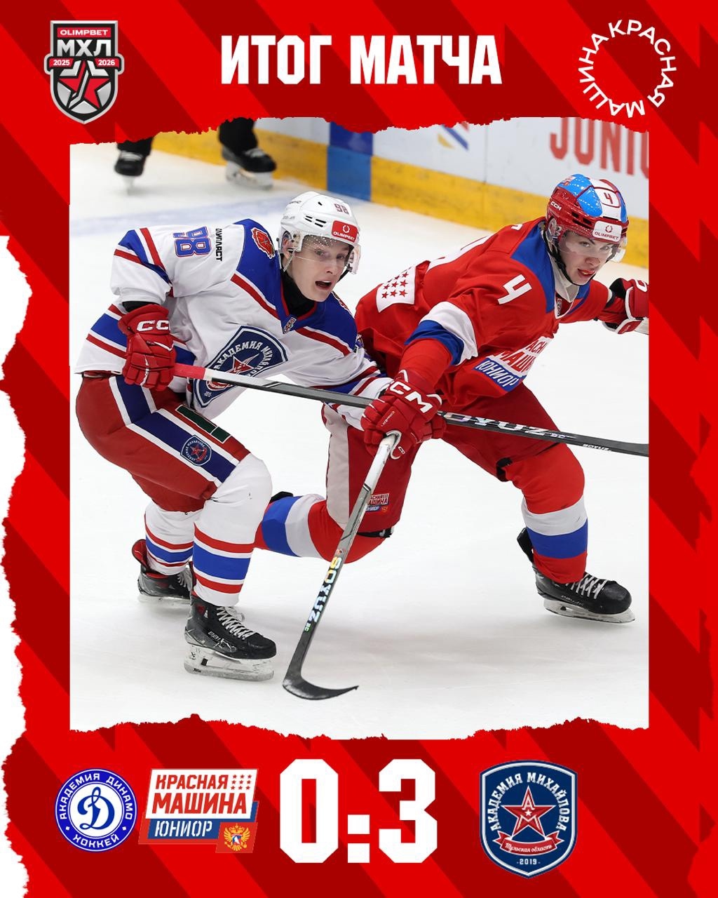 ️Сегодняшний матч против тульской «Академии Михайлова» завершился со счетом 0:3 не в пользу Красной Машины.