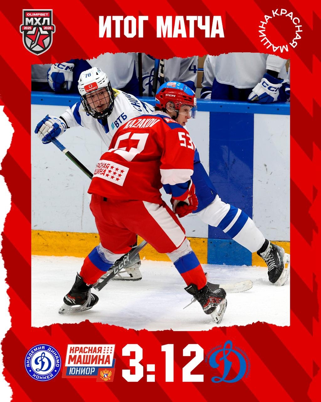 Поздравляем команду Динамо Москва с победой в сегодняшнем матче.