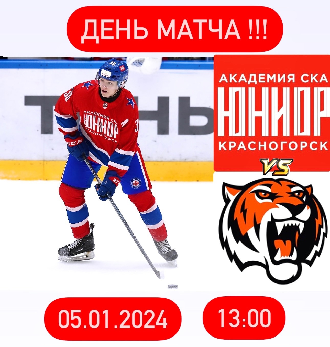 Матч между командами «Академия СКА-Юриор» vs. «Амурские тигры».